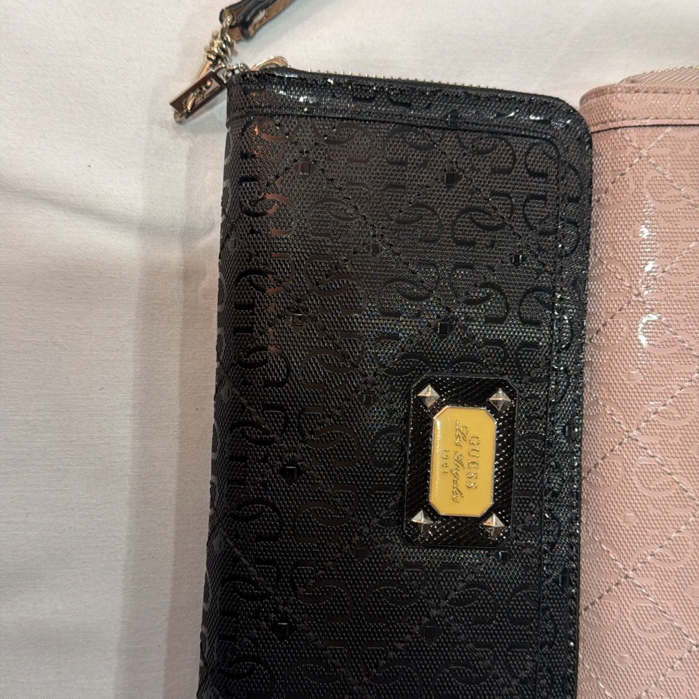 Guess Black Embossed Wallet with Gold Accent
